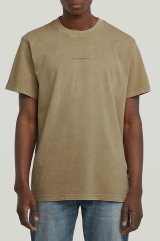 T-shirt Loose em algodão orgânico Overdyed Center - Bege