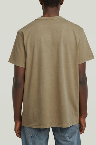 T-shirt Loose em algodão orgânico Overdyed Center - Bege