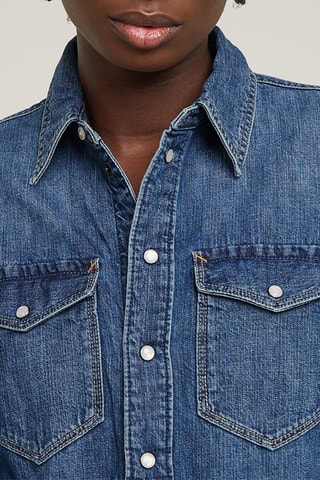 Camisa slim de ganga Western - Azul