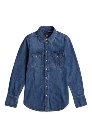 Camisa slim de ganga Western - Azul