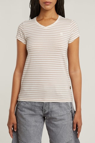 T-shirt slim em algodão biológico Eyben Strip - Rosa