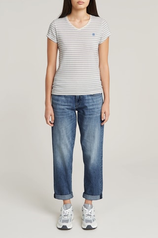 T-shirt slim em algodão biológico Eyben Strip - Azul-celeste