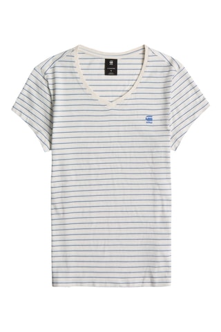 T-shirt slim em algodão biológico Eyben Strip - Azul-celeste