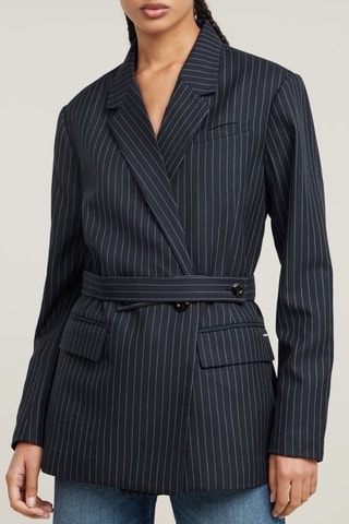 Casaco Ajustável Pinstripe - Azul-noite