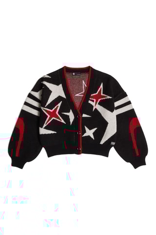 Casaco de malha em lã - Preto e branco