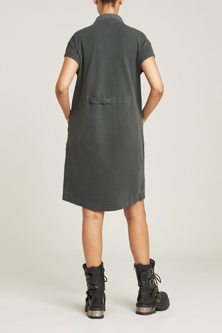 Vestido-polo em algodão orgânico Seam Detail - Cinzento-escuro