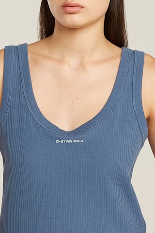 Camisola de alças em algodão biológico - Azul-cobalto