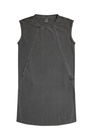 Vestido direito em algodão biológico Seam Detail - Preto