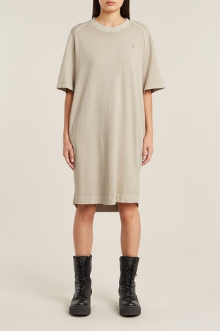 Vestido-t-shirt em algodão biológico Overdyed Saddle - Bege