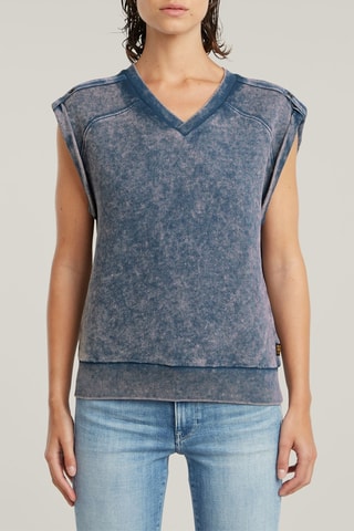 Top em algodão biológico Washed - Azul-marinho mesclado