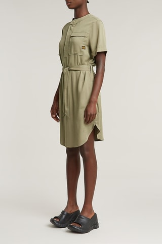 Vestido direito Belted - Caqui