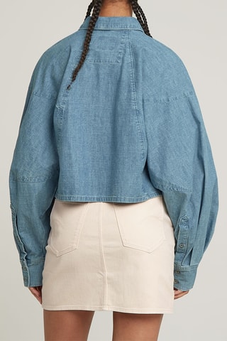 Camisa oversize em algodão biológico Macro Ballon - Azul-celeste