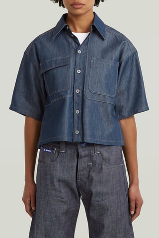 Camisa relaxed de ganga Remix - Azul