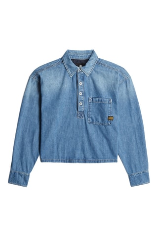 Blusa de ganga de algodão biológico Boxy Day - Azul