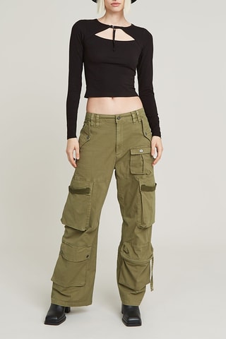 Crop top em algodão biológico Keyhole - Preto