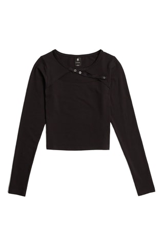 Crop top em algodão biológico Keyhole - Preto