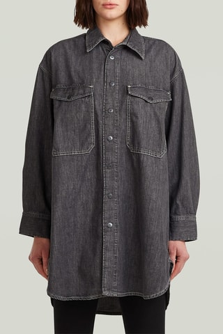 Túnica oversize de ganga - Preto