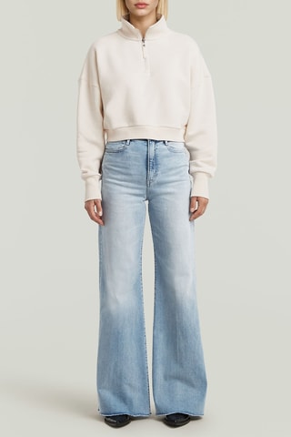 Sweat Cropped Half Zip - Bege