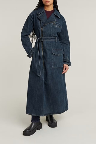 Trench loose de ganga Long Biker - Índigo