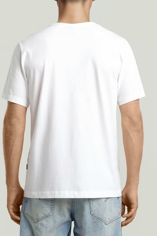 T-shirt regular em algodão biológico Essential Raw Neck - Branco