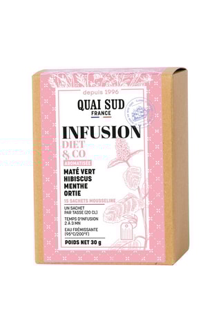 Infusión diet & co aromatizada con mate verde, hibisco, menta y ortiga - 15 bolsas