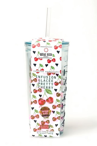 Taza de viaje e infusión aromatizada con cereza