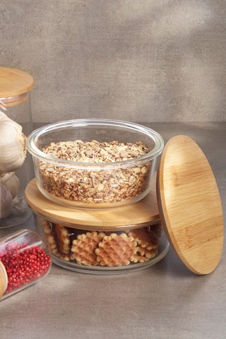 7 caixas de conservação em bambu - 0,64 l