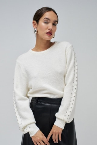 Pull regular en laine et mérinos - Blanc