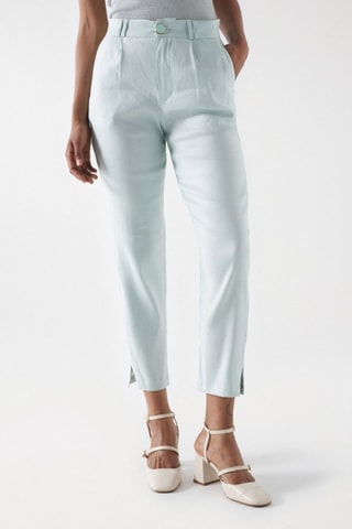 Chino slim en lin - Vert