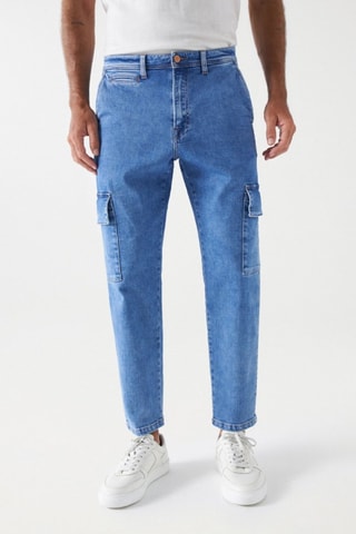Jean tapered cargo - Bleu