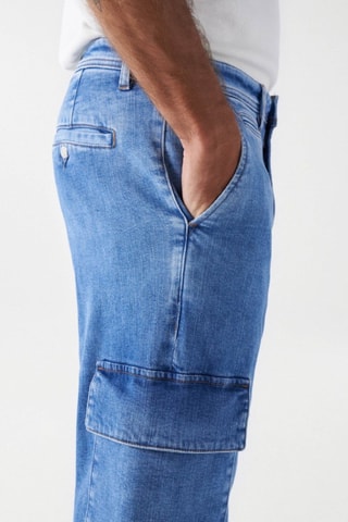 Jean tapered cargo - Bleu