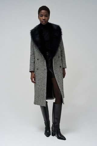 Manteau slim en laine - Noir et blanc