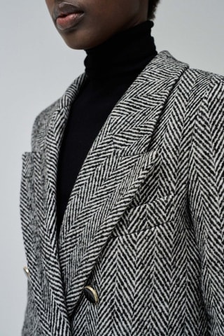 Manteau slim en laine - Noir et blanc