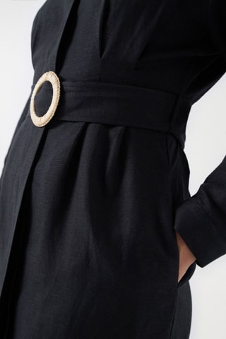 Robe chemise en lin - Noir