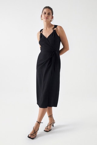 Robe midi regular sans manches - Noir