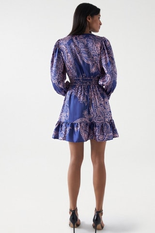 Robe volantée - Bleu et rose