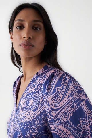 Robe volantée - Bleu et rose