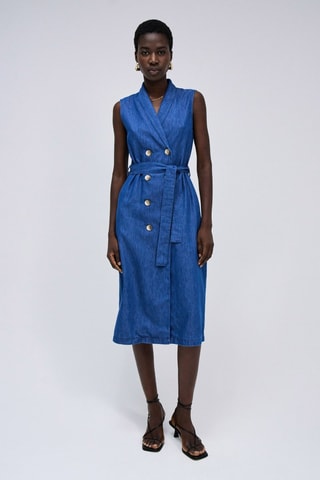 Robe portefeuille sans manches - Bleu