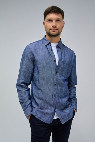 Chemise regular en lin - Bleu