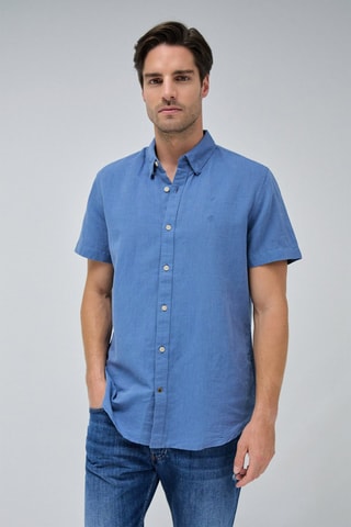 Chemise regular en lin - Bleu