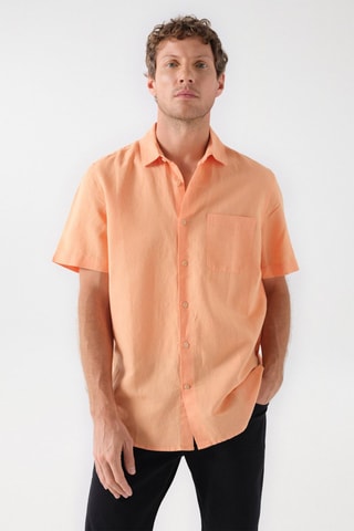 Chemise regular en lin - Orange