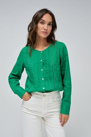 Chemise regular en ramie - Vert