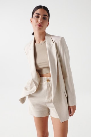 Blazer regular en lin - Beige