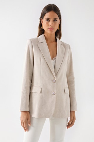 Blazer slim en lin - Beige