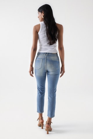 Pantacourt slim en jean - Bleu
