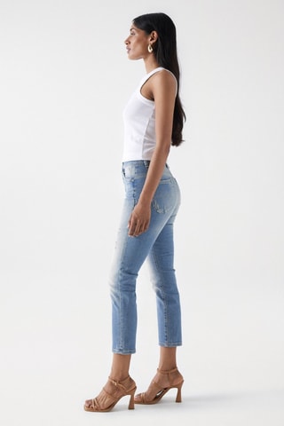Pantacourt slim en jean - Bleu