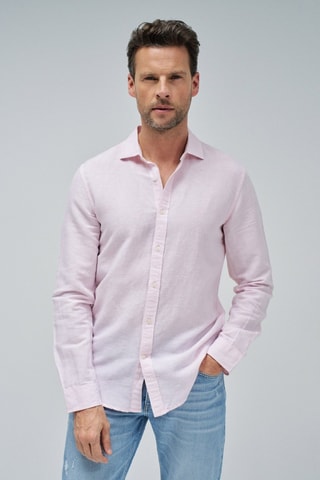 Chemise slim en lin - Rose
