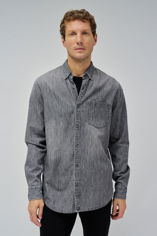Chemise regular en jean - Gris