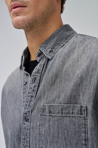 Chemise regular en jean - Gris