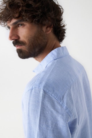 Chemise slim en lin - Bleu clair